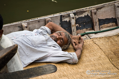 Boatman taking rest